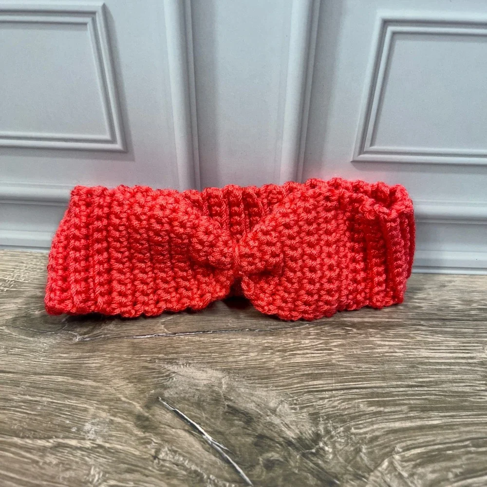 Kids Crochet Barrette & Headband Coral Twist Knot Set of 2